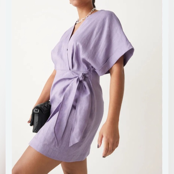 & Other Stories Dresses & Skirts - &Other Stories 100% Linen Lilac Wrap Dress Size 0